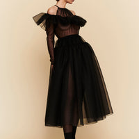 Abito longuette in organza
