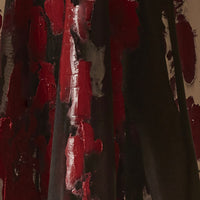 Abito longuette in organza trasparente con spalmature in lattice rosso rubino