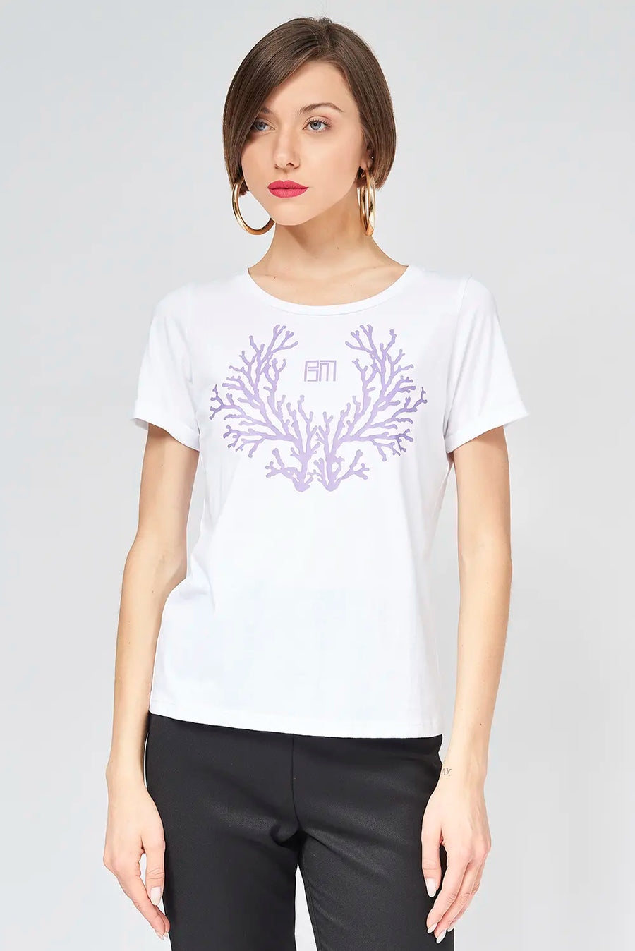 T-shirt bianca stampa coralli