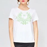 T-shirt bianca stampa coralli