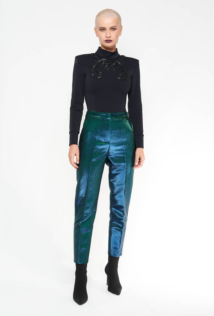 Pantaloni in Jacquard effetto cangiante
